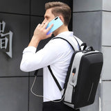 NNEDSZ Hard Shell Backpack Alloy Frame Anti-theft Computer Bag for Men Blue
