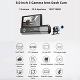 NNEDSZ 1080P Hd Multi-Language Driving Recorder With 3 Lenses