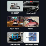 NNEDSZ 1080P Hd Multi-Language Driving Recorder With 3 Lenses