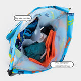 NNEDSZ Blue Waterproof Drawstring Beach Bag L Size For Kids Wet & Dry Separation Shoulder Strap - Tibetan L