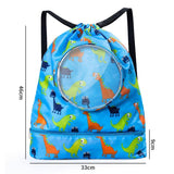 NNEDSZ Blue Waterproof Drawstring Beach Bag L Size For Kids Wet & Dry Separation Shoulder Strap - Tibetan L