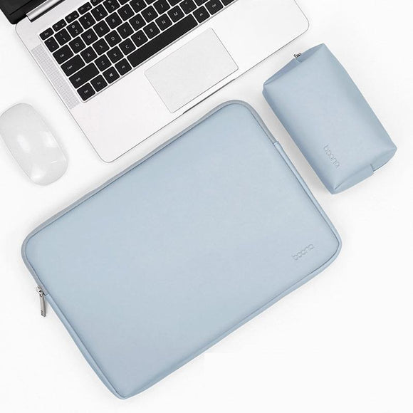 NNEDSZ Sky Blue Pu Leather Laptop & Power Bag - 13 / 13.3 / 14 Inch