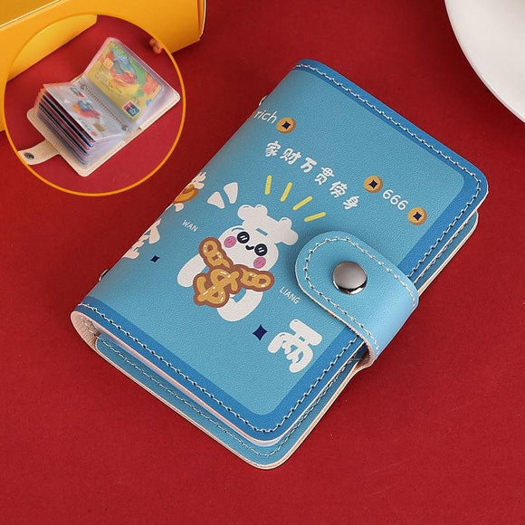 NNEDSZ Festive Cartoon Snap Anti Degaussing Card Holder Lucky Change Id Storage Bag - Blue
