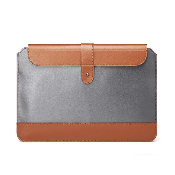 NNEDSZ 14-15.4 Inch Microfiber Notebook Liner Bag - Horizontal Gray & Brown