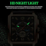 NNEDSZ Vintage Square Men Quartz Watch With Multifunction And Luminous Display