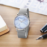 NNEDSZ Stylish Women Quartz Watch With Stainless Steel Band - Round Dial Silver Alloy Case - Wa0730A