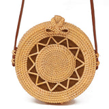 NNEDSZ Handmade Rattan Bag Flower Pattern Autumn Design Vintage Art Beach Diagonal Bag 20X20X8Cm