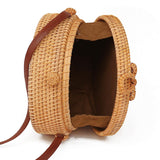 NNEDSZ Handmade Rattan Bag Flower Pattern Autumn Design Vintage Art Beach Diagonal Bag 20X20X8Cm