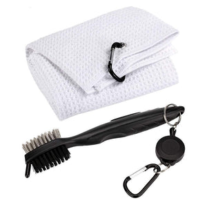 NNEDSZ Club Cleaning Brush & Hook Towel Golf Set - Compact & Convenient - White