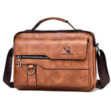 NNEDSZ Leather Men Shoulder Bag Business Laptop Case Retro Design - Black