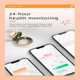 NNEDSZ Smart Ring With Heart Rate Blood Oxygen Sleep Monitoring - Multiple Sports Modes - Rose Gold - Size 13