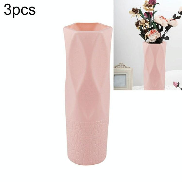 NNEDSZ 3-piece Plastic Vase Set for Dry and Wet Flower Arrangements and Floral Decor - Pink