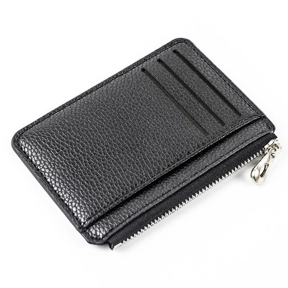 NNEDSZ Multi Slot Zipper Card Holder Large Capacity Ultra Thin Coin Purse - Black