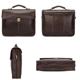 NNEDSZ Retro Cowhide Leather Briefcase for 15.6 Laptop - Multifunctional - Coffee