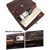 NNEDSZ Retro Cowhide Leather Briefcase for 15.6 Laptop - Multifunctional - Coffee
