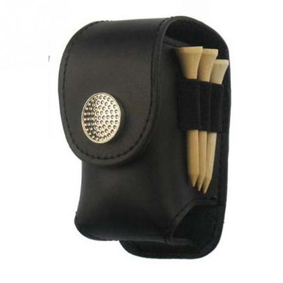 NNEDSZ Leather Golf Ball Waist Pouch - Portable Tee Bag for Sports - Black
