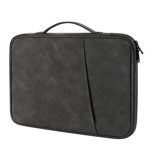 NNEDSZ Grey Sheepskin Leather Bag for 9.7-11 Inch Laptops - Portable and Stylish