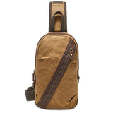 NNEDSZ Canvas & Leather Men Chest Bag Crossbody & Waist Bag Combo - Grey