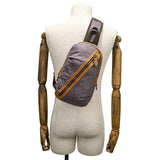 NNEDSZ Canvas & Leather Men Chest Bag Crossbody & Waist Bag Combo - Grey