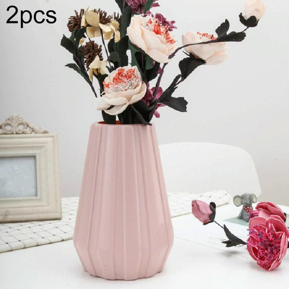 NNEDSZ 2-piece Plastic Vase for Creative Flower Arrangements - Pink