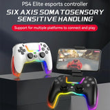 NNEDSZ Wireless Bluetooth Grip For Ps4 With Dazzling Colour Light - Black