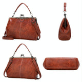 NNEDSZ Adjustable Leather Crossbody Bag With Vintage Buckle - Red
