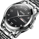 NNEDSZ Waterproof Dual Calendar Quartz Watch For Men With Luminous Design - Black