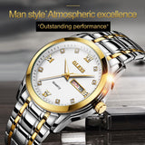 NNEDSZ Waterproof Dual Calendar Quartz Watch For Men With Luminous Design - Black