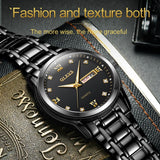 NNEDSZ Waterproof Dual Calendar Quartz Watch For Men With Luminous Design - Black