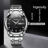 NNEDSZ Waterproof Dual Calendar Quartz Watch For Men With Luminous Design - Black