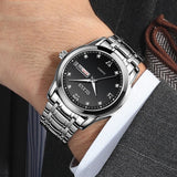 NNEDSZ Waterproof Dual Calendar Quartz Watch For Men With Luminous Design - Black