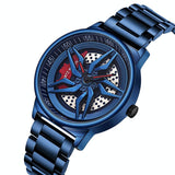 NNEDSZ Men 360 Degree Hollow Spinning Dial Quartz Watch With Steel Strap