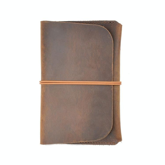 NNEDSZ Retro Passport Wallet For Travel Crazy Horse Skin - Brown