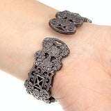 NNEDSZ Flower Embossed Retro Bracelet Watch - Women Quartz - Black