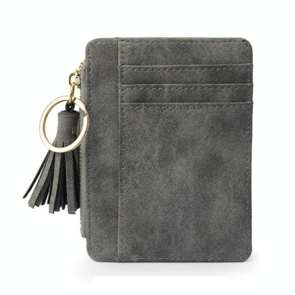 NNEDSZ Compact Card Holder With Large Capacity Cute Mini Coin Purse - Grey