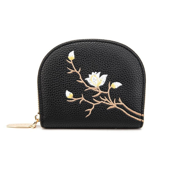 NNEDSZ Large Capacity Semicircular Embroidery Id Card Holder - Black