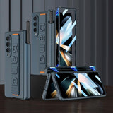 NNEDSZ Samsung Galaxy Z Fold 4 Shockproof Magnetic Fold Case With Wrist Strap - Gold