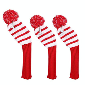 NNEDSZ Set of 3 Knitted Golf Club Covers - Red