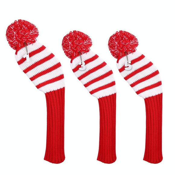 NNEDSZ Set of 3 Knitted Golf Club Covers - Red