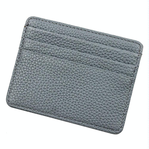 NNEDSZ Lychee Pattern Mini Card Holder Multi Card Slots Ultra Thin Coin Purse - Blue