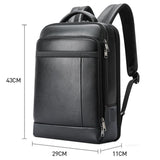 NNEDSZ Large-capacity Business Laptop Backpack with Usb & Type-c Port - Black First-layer Cowhide