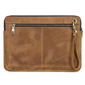NNEDSZ 14.2 Inch Leather Laptop Sleeve for Macbook Pro - Black - Brown