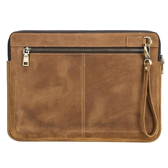 NNEDSZ 14.2 Inch Leather Laptop Sleeve for Macbook Pro - Black - Brown