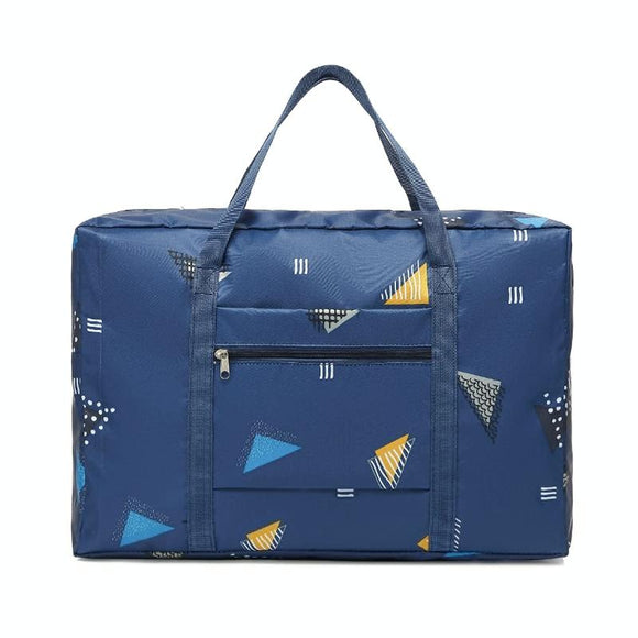 NNEDSZ Waterproof Foldable Travel Bag - Compact & Durable - Navy Blue Geometry