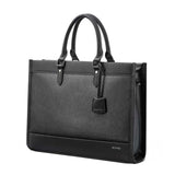 NNEDSZ Large-capacity Leather Laptop Messenger Briefcase in Black