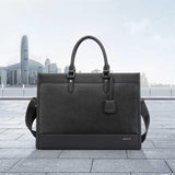 NNEDSZ Large-capacity Leather Laptop Messenger Briefcase in Black