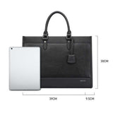NNEDSZ Large-capacity Leather Laptop Messenger Briefcase in Black