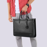 NNEDSZ Large-capacity Leather Laptop Messenger Briefcase in Black