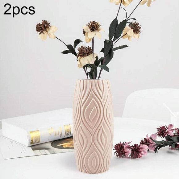 NNEDSZ 2-piece Plastic Vase Set for Creative Flower Arrangements Wet and Dry Decor - Pink