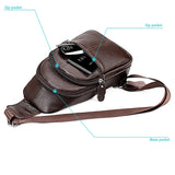 NNEDSZ Stylish Genuine Leather Crossbody Chest Bag For Men And Women Functional And Versatile Design - Coffee
